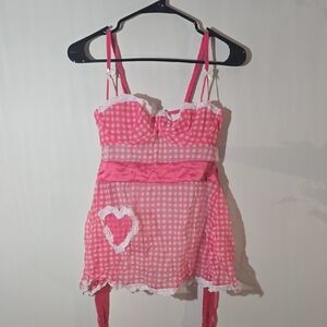 Adore Me Pink Checkered Lingerie with Lace